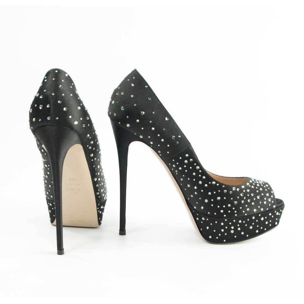 Valentino Runway Black Crystal Platform Pumps 39.5